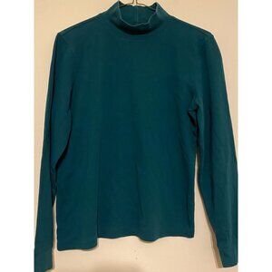 Women's L.L. Bean Forest Green Turtleneck Pullover Size Small 0ND15 100% Cotton